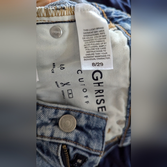 Women's Distressed Medium Fade Denim Shorts High Rise CUTOFF SO LUCKY - Picture 7 of 11